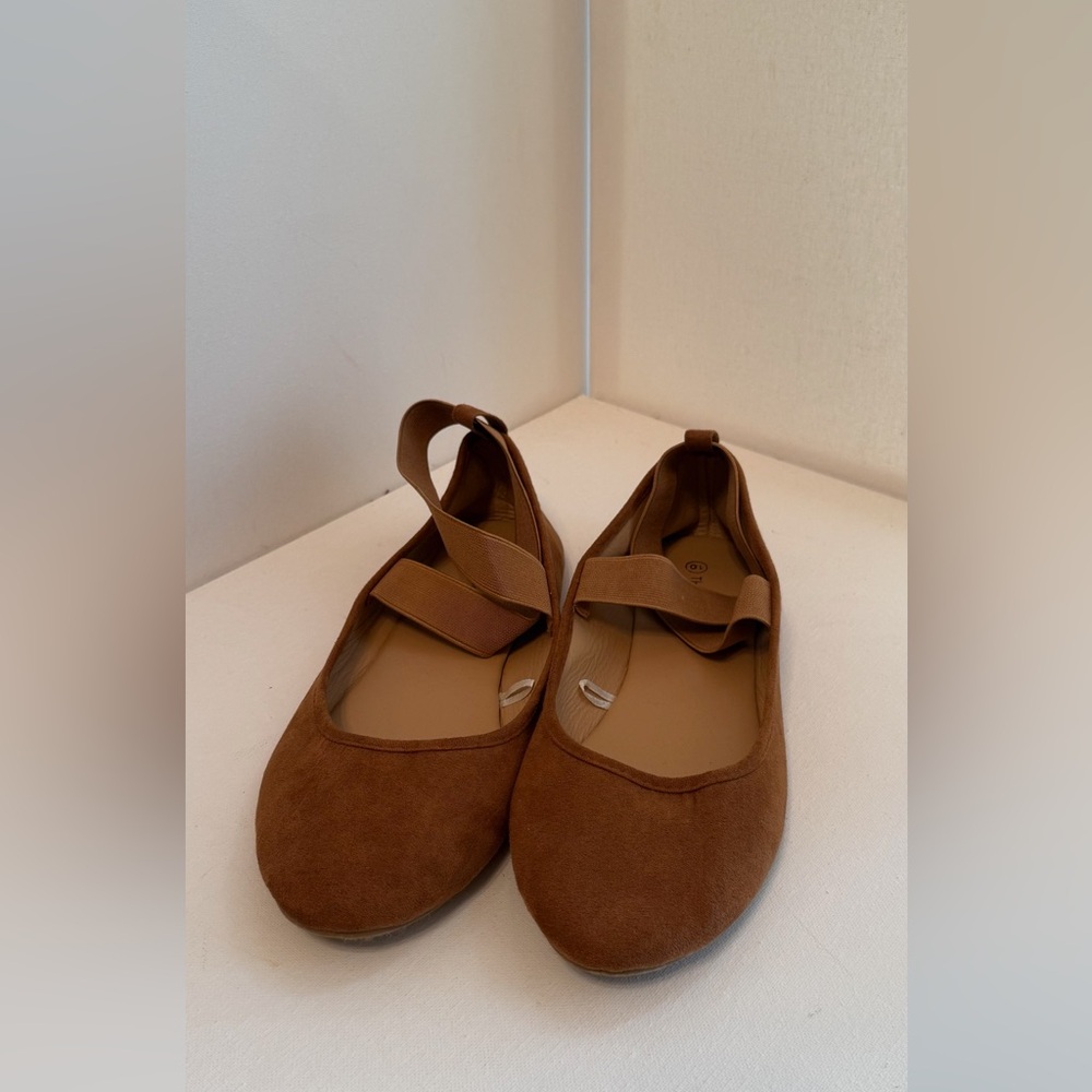 Brown Ballet Flats with Strap